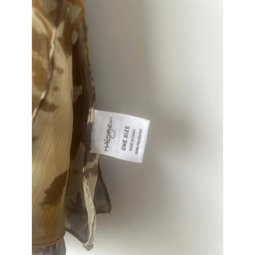 Halogen Brown Mustard Yellow Abstract Tie Dye Chiffon Scarf Oblong Lightweight